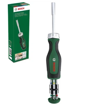 Отвертка реверсивная Bosch (PZ, PH, SL, TX, HEX) с храповым механизмом + биты 13 шт (26753)
