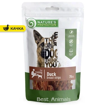 Беззернові ласощі для собак Nature's Protection Duck Breast Strips Натюр Протекшн для чутливого травлення смужки з качиної грудки 75 г (4771317461056)