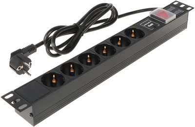 Listwa zasilająca Delta do szafy RACK 19" 1.8 m, 6 gniazd (L19/6VP)