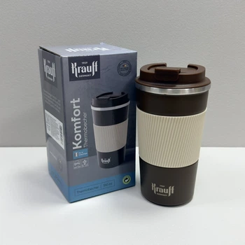 Термочашка 510 мл Krauff Komfort 26-309-012 коричневая с бежевым