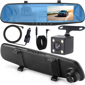 Видеорегистратор-зеркало 4.3" Retoo M011 / Full HD / 170° / Дополнительная камера / Черный Б/В