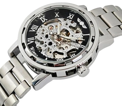 Чоловічий годинник Winner Black Pure Silver 2 ремінці