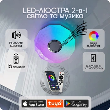 Люстра світлодіодна 517 Dlight RGB з пультом і колонкою 45Вт Білий (02148)