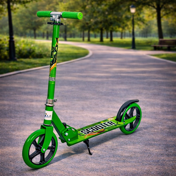 Двоколісний самокат Scooter 460 Green — складний міський самокат з великими колесами 200 мм