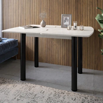 Обеденный стол раскладной LION Нота черные ножки Бетон Style 60x90/90x120 (LION-045134)
