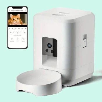 Smart Wi-Fi кормушка для кошек и собак - автоматическая, 2 л, управление со смартфона, таймер и оповещения (белая)