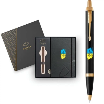 Набор Parker IM UKRAINE Black GT шариковая ручка и блокнот Золотистый 22032b24_T1026u