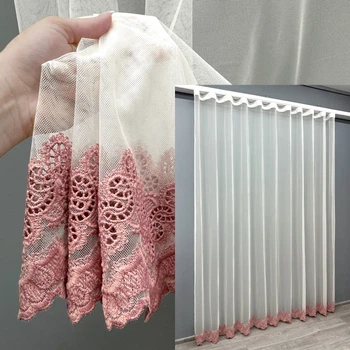 Тюль VR-Textil 1698т Грек-сетка с вышивкой Молочный с розовым 400х270 см (42-1217)