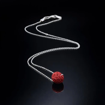 Серебряное колье с красным кораллом 40 см