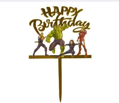 Топер акриловий Happy Birthday — Герої Марвел