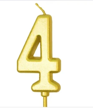 Свічка цифра з блискітками 9, срібло