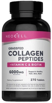 Колаген NeoCell Collagen Peptides + C and Biotin 6000 мг 270 таблеток (16185132627)