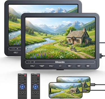 Автомобильный DVD-плеер 10,1 дюйма с двумя экранами и HDMI-входом GoNavidio