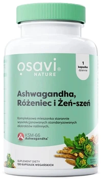 Adaptogeny Osavi Ashwagandha, Rhodiola & Ginseng 120 kapsułek (5904139924716)