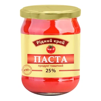 Томатна паста Рідний Край 25% пастеризована 490 г