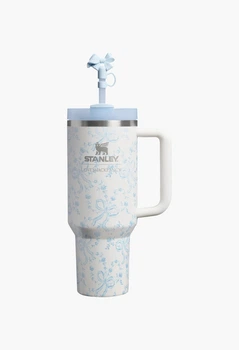 Термокружка с трубочкой 1,18 л Stanley 1913 x LoveShackFancy Holiday Quencher H2.O FlowState Tumbler Coquette Bow Winter Ice
