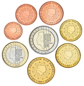 Набор монет Нидерланды набор из 8 монет евро 2012 UNC 1, 2, 5, 10, 20, 50 евроцентов, 1, 2 евро