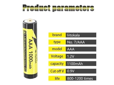 2 шт. аккумуляторы LiitoKala Ni-10/AAA AAA 1000mAh 1.2V NI-MH rechargeable battery