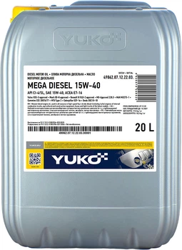 Моторное масло Yuko Mega Diesel 15W-40 CI-4/SL 20 л (4820070248920)