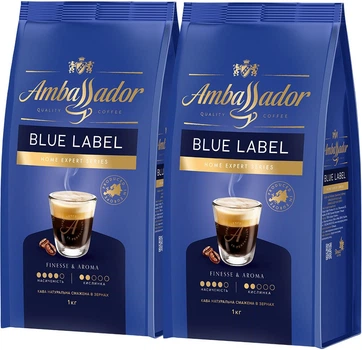 Набір кави Ambassador Beans Amb Blue Label P 1 кг х 2 шт (8720254649719)