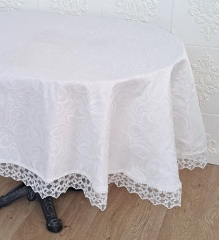 Скатерть Masali полиэстер с кружевом 160х260 ovale Model 514 Cream