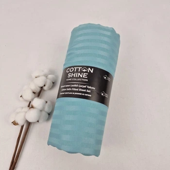 Простирадло на резинці Cotton Shine 160х200 з наволочками 50х70 бірюзовий