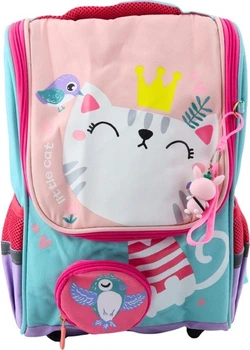 Plecak szkolny Lean Toys Kot z saszetką i zawieszką 39 x 27 x 20 cm 21 l (5905991043652)