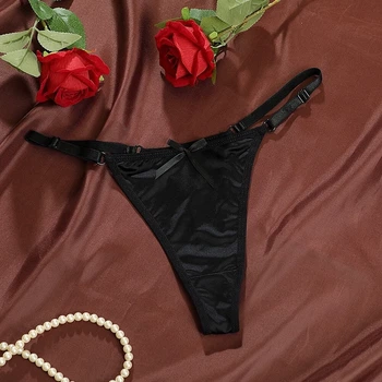 Жіночі трусики стрінги з регуляторами та бантиком Honey Fashion Accessories S/M чорний (2-113)