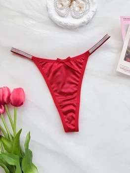 Жіночі трусики стрінги з блискучими лямками Honey Fashion Accessories S/M червоний (2-111)
