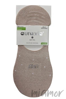 Сліди жіночі бавовняні зі стразами Aura.Via NDDX3869 Silky Feel 38-41 Бежеві