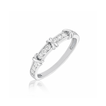 Серебряное кольцо 925 пробы с фианитами, покрытие родий, дорожка с крестиками, 17 размер