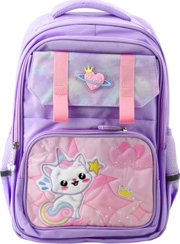 Plecak szkolny Lean Toys Kotek Fioletowy 41 x 30 x 16 cm 20 l (5905991043744)