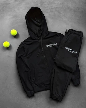 Спортивный костюм Essentials мужской зип худи + штаны черный 2XL 4118