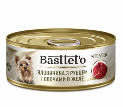 Корм влажный для собак говядина с рубцом и овощами в желе Bastteto Silver, ж/б, 85 г