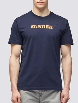 Футболка чоловіча бавовняна довга Sundek M287TEJ7800 00702 S Темно-синя (800070324605)