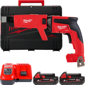 Шуруповерт для гипсокартона бесщеточный MILWAUKEE, M18 FSGC-202X, 13Нм (зарядное устройство M12-18 FC, 2 аккумулятора М18 В2 2Ач,
