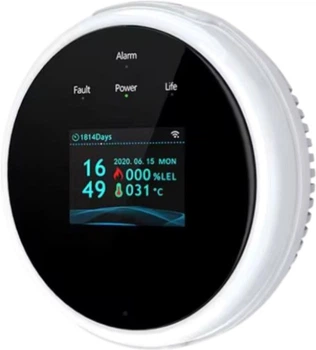 Умный датчик утечки газа WiFi с белым дисплеем (WGLD12908)
