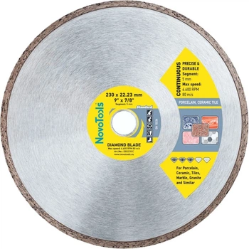 Алмазний диск 230 5х22,23 Standard сплошной NovoTools (017406)