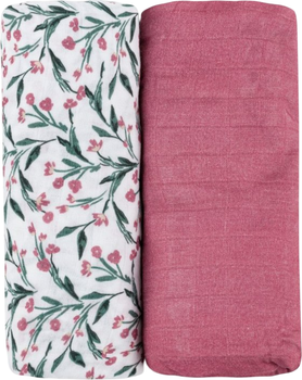 Zestaw otulaczy Petite&Mars Misty Pink Meadow 2 w 1 z muślinu bambusowego 120 x 120 cm 2 szt (8596202016908)