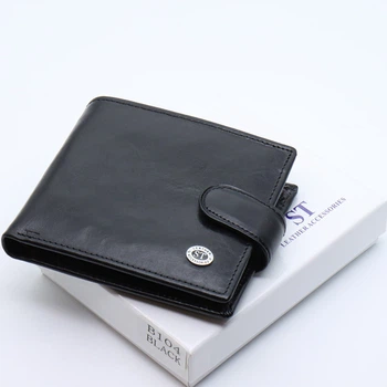 Портмоне мужское кожаное на кнопке ST Leather ST104 черный (JDT-0849849)