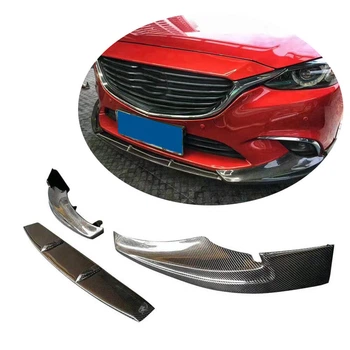 Накладка на передній бампер Lip V1 (2017-2019, Карбон) для Mazda 6 рр