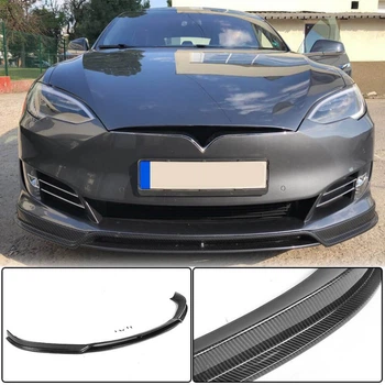Накладка на передний бампер Lip (2016-2021, Карбон) для Tesla Model S 2012– гг