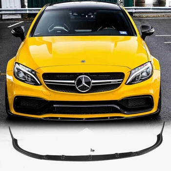 Передний лип-спойлер V1 на бампер (Купе/Кабриолет C63 AMG 2015-2019, Карбон) для Mercedes C-сlass W205