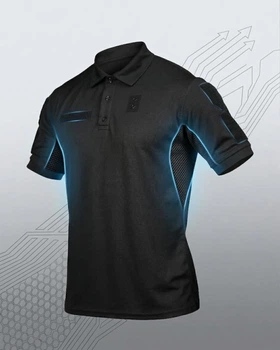 Тактическое поло Lacosta Sport Black с вентиляцией износостойкое для работы и тренировок XXXL