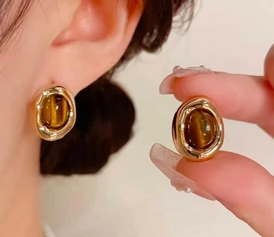 Серьги бижутерия jeweston Янтарнго и золотого цвета