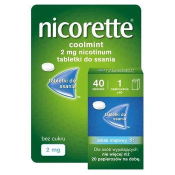 Nicorette Никоретте Coolmint 2 mg - пастилки для отказа от курения, никотинозаместительная терапия, 40 шт