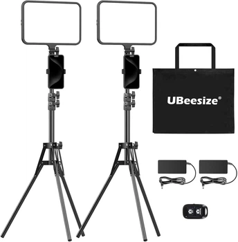 UBeesize 2 Pack LED Video Light Kit, 13" Studio Lights студійне світло з триногами 65", тримачі для телефону