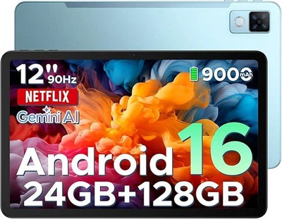 DOOGEE U12 12" планшет Android 16, 24ГБ RAM, 128ГБ, 9000 мА·год, 90Гц, WiFi 5
