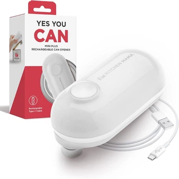 Електрична відкривачка консерв Kitchen Mama Mini Plus USB-C, без рук, автостоп, гладкий край