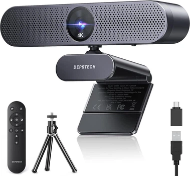 DEPSTECH 4K веб-камера з мікрофоном, зумом 3X, сенсором Sony, автофокусом та шумопоглинанням.